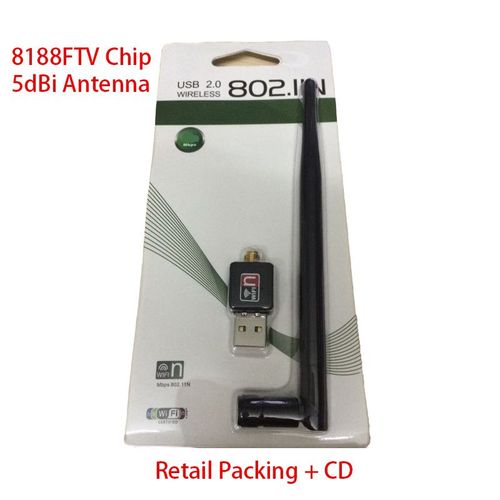 5 dB avec emballage - Adaptateur Wifi Usb 2.4g, 150m, Dongle Rcepteur, Carte Rseau Sans Fil, 802.11b/n/g, Ethernet, Pour Pc, Puce Win 10 Rtl8188