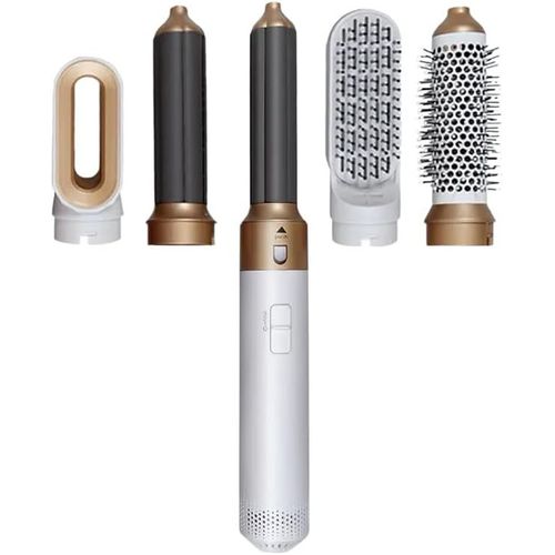 5 En 1 Kit Styler Cheveux,Fer  Boucler,Lisseur,Sche-Cheveux Avec Diffuseur Et Brosses,Dor/Blanc