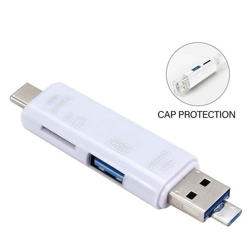 5 en 1 Multifonction TYPE-C Micro USB TF SD Lecteur de Carte Mmoire OTG Lecteur de Carte Adaptateur pour Tlphone Portable Accessoires Flash Drive - Type C