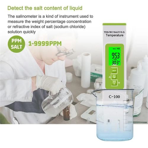 5-En-1 Tds / Ec / Salinit / S.G. / Temprature Compteur De Sel Testeur Numrique De Qualit De LEau De Mer Pour Piscines