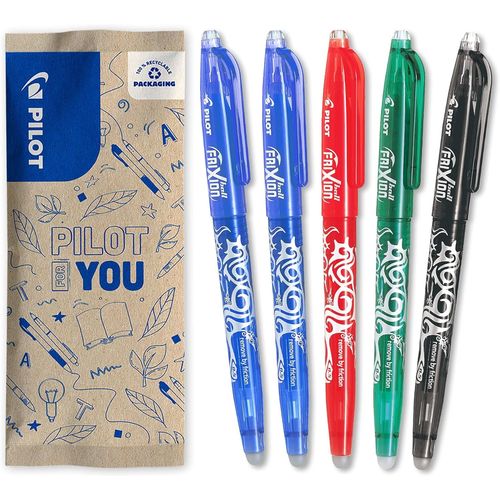 5 Frixion Ball-Encre Gel Effaable-Stylo Roller Rechargeable Et Ergonomique-2 Bleus,1 Rouge,1 Noir,1 Vert-Pointe Fine