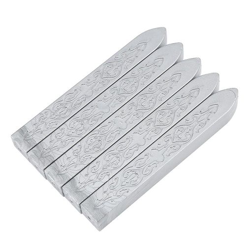 5 Morceaux/Ensemble Cire  Cacheter Bton De Fonte Btons Pour Bricolage Manuscrit Artisanat Enveloppe Lettre (Argent)