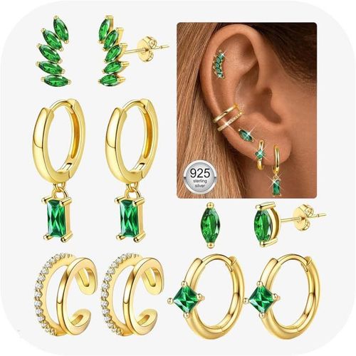 5 Paires Boucles D'oreilles Femme Argent 925 Plaque Or 14k Croles Argent Boucles D'oreilles Zircon Piercing Oreille Cartilage Boucles D'oreilles Femme Or Pour Piercings Multiples.[X876]