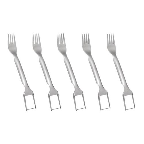 5 Pcs 2 en 1 Coupe-Fruits En Acier Inoxydable Deux Fourchettes  Fruits Couteau Trancheuse Fourchette Pastque Trancheuse Outil De Trancheuse Outil De Trancheuse