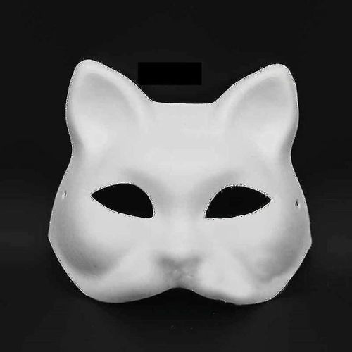 5 Pcs Diy White Paper Mask Fox Cat Face Pulp Blank Hand Painted Mask Personality Design Mask For Dan