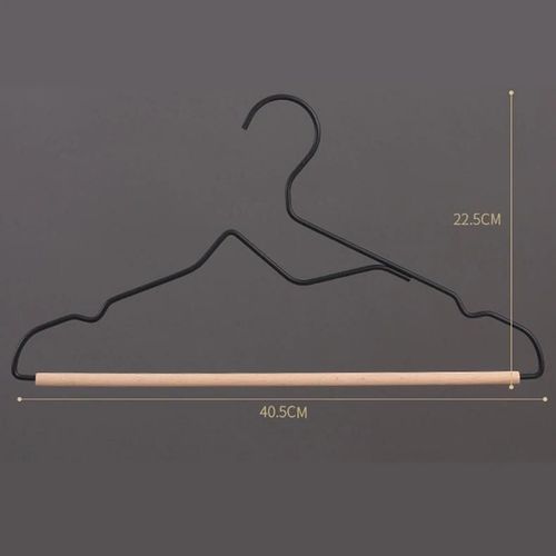 5 Pcs Fer Et Bois Cintre Avec Conception D'videment Pour Porte-Pantalons De Manteau Noir