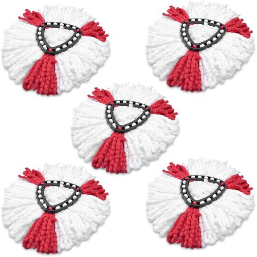 5 Pices Recharge Serpillere,Tte De Remplacement Du Balai Microfibre,Tte De Rechange Pour Sols De Cuisine,Serpillres De Rechange En Microfibre,Serpillres De Rechange(Rouge & Blanc).[W521]