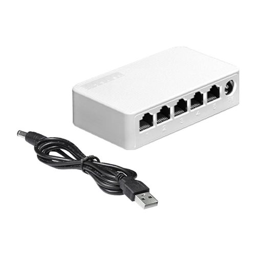 5 Port 100Mbps Ethernet Switch Mini Portable Network Hub Ethernet Splitter avec Cble USB pour Bureau Dortoir  Domicile