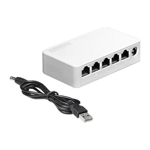 5 Port 100Mbps Ethernet Switch Mini Portable Network Hub Ethernet Splitter avec Cble USB pour Bureau Dortoir  Domicile