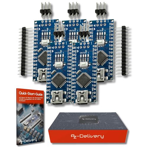 5 x AZ-Nano V3-Board Mini Carte USB ATmega328 5V 16MHz CH340 Micro contrleur ATmega328P,CH340G remplace FT232RL y Compris E-Book!