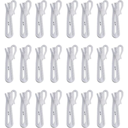 50 Pcs White Plastic Curtain Clips Hooks For Most Curtains That Require Hooks