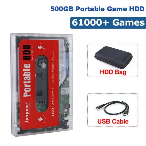 500 Go Pas De Manette De Jeu - Disque Dur Externe Hdd Portable De 2 To Avec 72000 Jeux Intgrs, Pour Ordinateur Portable/Pc/Gk3v/Gk Mini Pour Wiiu/Wii/Ps1/N64/Ps2