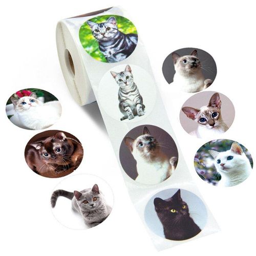 500 Pices Animaux Cratifs Chat Autocollants 1 Pouce tiquettes Rcompense Autocollant Pour Professeur D'cole Enfants Smiley Papeterie Autocollant