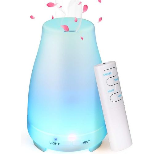 Diffuseur D'huile Essentielle 150ml, Humidificateur D'air Ultrasonique Brume Arôme Parfum Electrique Avec Télécommande 7 Couleurs Changeantes Arrêt Automatique Pour Chambre/Salon/Spa/Yoga 