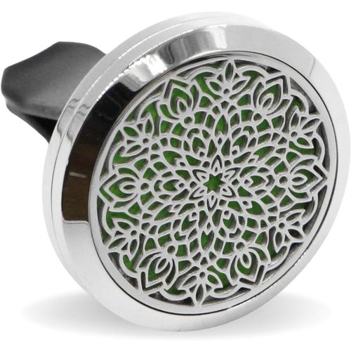 Diffuseur d`Huile Essentielle pour Voiture Clip`Arôme Pétale de Fleur - Diffuseur + 5 Buvards à Parfumer avec Huile Essentielle ou Parfum - Acier Inoxydable - Fixation Grille de Ventilation