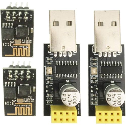 Module émetteur-récepteur sans Fil WiFi série ESP8266 ESP-01 avec Adaptateur USB vers ESP8266 pour Arduino Raspberry Pi (2 pièces ESP-01 + 2 pièces USB).[V1101]