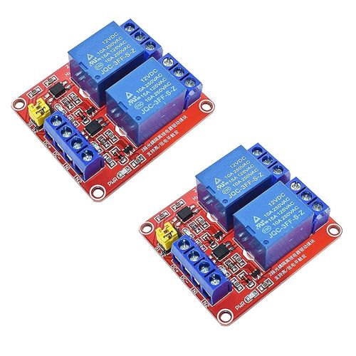 Module avec optocoupleur, haut ou bas niveau gâchette carte d`extension pour raspberry pi Arduino (2PCS 12V Relais 2 canaux).[V1140]