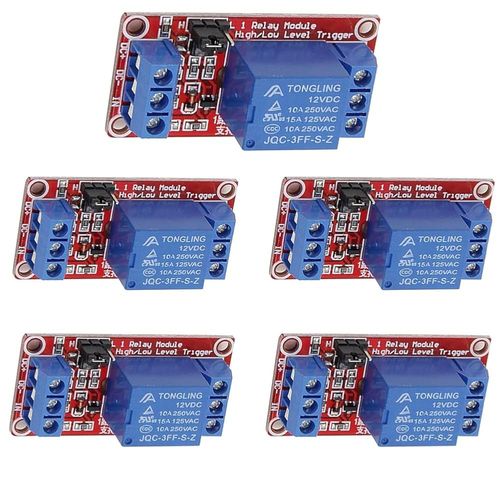 Module avec optocoupleur, haut ou bas niveau gâchette carte d`extension pour raspberry pi Arduino (5PCS 12V Relais 1 canaux).[V1141]