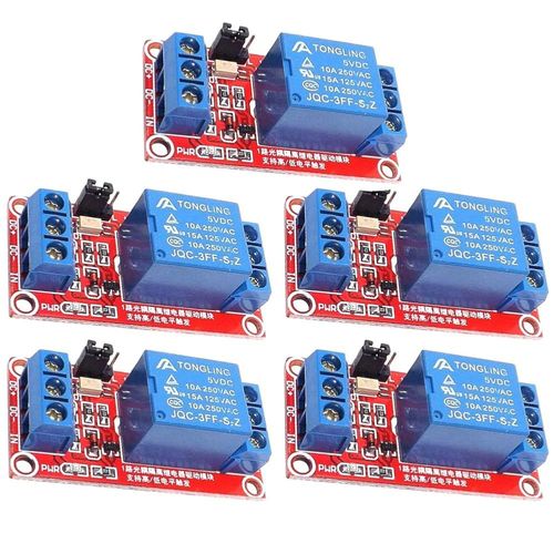 Module avec optocoupleur, haut ou bas niveau gâchette carte d`extension pour raspberry pi Arduino (5PCS 5V Relais 1 canaux).[V1142]
