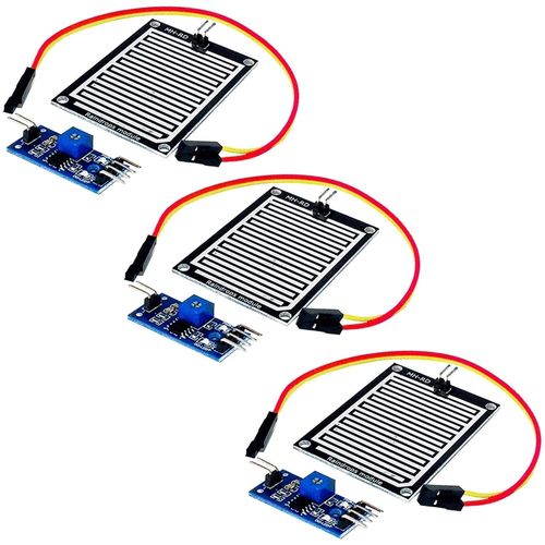 3 x Module Capteur de Pluie Compatible avec Arduino et Raspberry Pi y Compris Un eBook.[V1168]