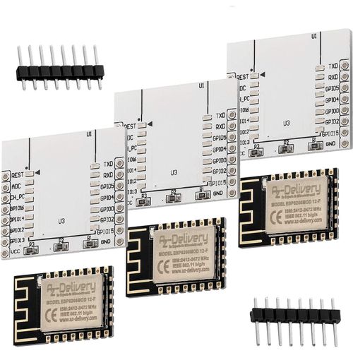 3X ESP8266 ESP-12F Version améliorée à ESP-12E, Wireless Remote Module serielle WiFi pour microcontrôleur avec Carte adapteur Compatible avec Arduino et Raspberry Pi y Compris Un eBook.[V896]