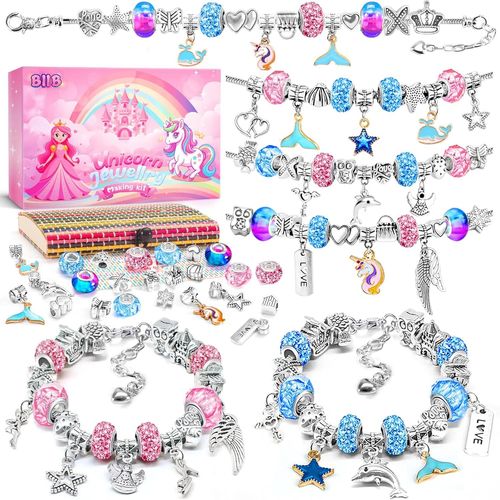 Cadeau Fille 6-12 Ans, Bijoux Enfants Fille, Idee Cadeau Ado Fille, Kit Bracelet Fille,Jouet Fille Cadeau De Anniversaire, Breloques Creation Bijoux, Kit Créatif Enfant, Cadeau De Noël