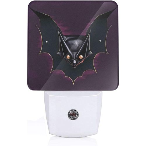Veilleuse Led Enfichable A Motifs De Chauve-Souris Fant?Me Noir, Capteur Du Crepuscule A L'aube Pour Les Couloirs, Les Chambres A Coucher, Les Chambres D'enfants Et Les Escaliers