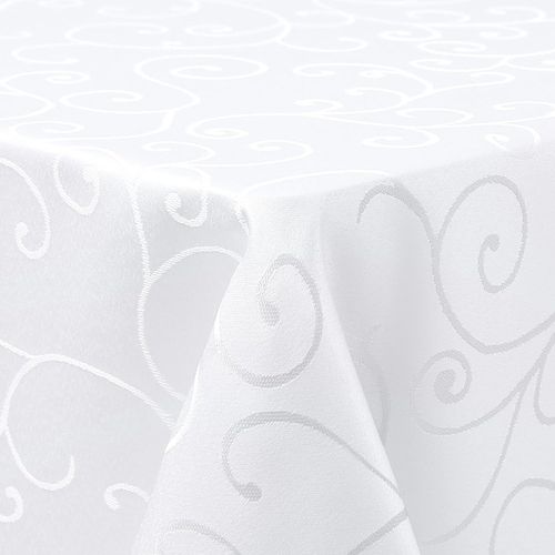 Nappe Lavable Rectangulaire 100 X 140 Cm En Polyester - Motif Jacquard - Anti-Taches - Facile D'entretien - Blanc