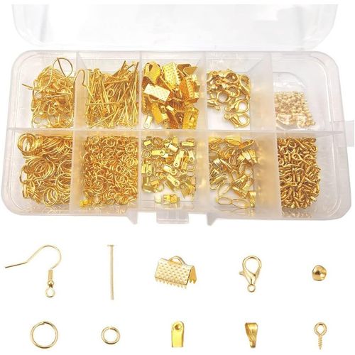 Boîte De Fournitures De Fabrication De Bijoux En Or,Kit De Démarrage Pour La Fabrication De Boucles D'oreilles, Boucles D'oreilles, Débutants Et Adultes