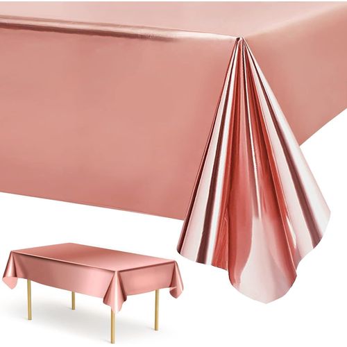3 Nappes Rose Doré, Nappes Decoration Anniversaire Rose, Nappes Métalliques En Plastique Rose, Couvre-Tables Pour Anniversaire Mariage Saint-Valentin Enterrement De Vie De Jeune Fille, 137 X 274cm