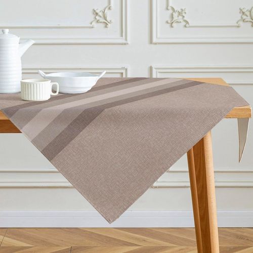 Nappe À Rayures Brun Centre De Table Moderne Hiver Nappe En Lin Vintage Lavable Nappes Style Campagnard Pour Printemps Automne Décoration De Table De Cuisine Décor De Fête 85x85 Cm