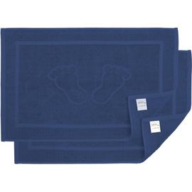 Lot De 2 Tapis De Bain Salle De Bain De Qualité 100 % Coton, Bleu Foncé (3938), 50 X 70 Cm, 700 G/M²
