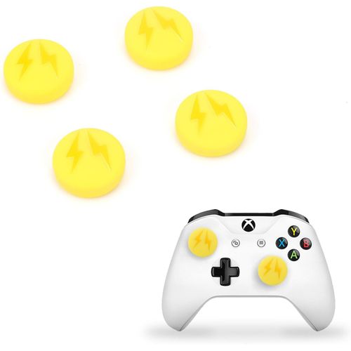 Thumbstick Capuchons Compatible Avec Ps4 Ps5 Xbox 360 Xbox Controller,Souple Silicone Contrôleur Joystick Capuchons,Analogique Bâton Capuchons Cover Accessoires-Jaune Éclair.[E815]