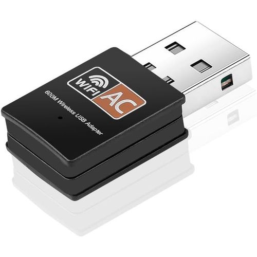 Clé Wi-Fi AC 600 Mbps Dual Band 2,4 GHz/5 GHz WiFi Dongle USB Adaptateur sans fil Extension Clé Internet Carte Antenne pour PC/Ordinateur Portable Compatible avec Windows 11/10/8.1/8/7/XP, M.[V92]