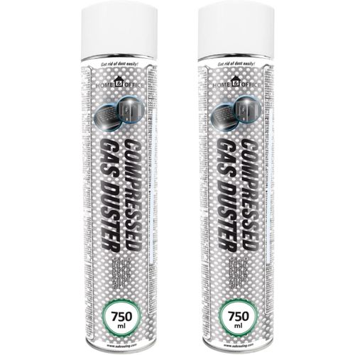 Fournitures de Bureau 2X 750ml Home&Office Bombe a Air Comprimé Gas Duster 750ml K3, Aérosol, Nettoyage de l'équipement de Bureau, Dépoussiérant, sans Fréon.[V211]
