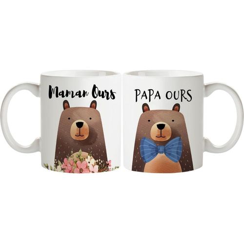 Papa Ours Mama Ours Tasse À Café Pour Couples,Cadeaux Pour Les Futurs Papa Et Maman,Cadeaux Pour Le Jour Du Souvenir En Famille.[V665]