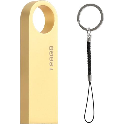 Clé USB 128 Go,Portable Clef USB 128 GB avec Crochet Pen Drive USB Flash Drive 128GB pour Ordinateur Portable/PC/Voiture etc. (doré).[Y849]