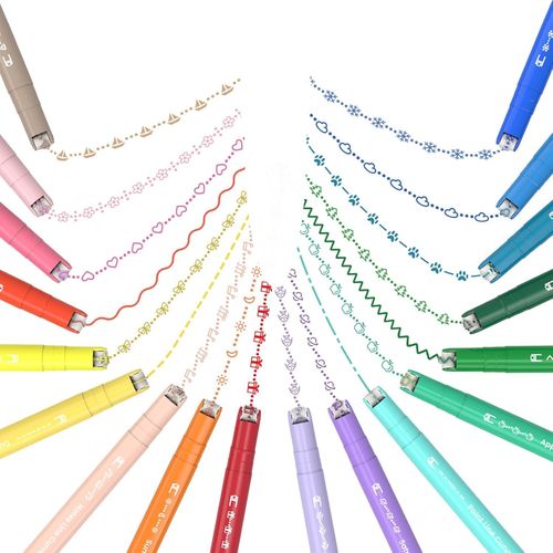 Stylos À Courbes Colorées Pour La Prise De Notes,Marqueurs À Double Pointe Avec 18 Formes De Courbes Différentes & 18 Couleurs Fines,Ensemble De Surligneurs À Courbes Pour Enfants(Arc-En-Ciel.[Y765]