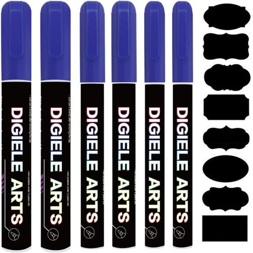 Marqueur Craie Violet,Feutre Craie Liquide Violet 1mm / 3mm / 6mm + 16 Etiquettes Tableau,Effaçage par Chiffon Humide ou Sec pour Tableau Noir,Ardoise,Miroir,Ardoise Magique,Vitre & Menu.[Y593]