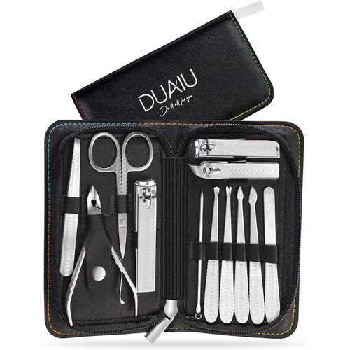 Kit Manucure,12pcs Kit Ongle,Ensemble De Coupe-Ongles Professionnel,Coupe-Cuticule En Acier Inoxydable,Set De Pédicure Et Manucure Avec Pochette En Pu,Cadeau Pour Les Hommes Et Les Femmes.[Y530] 