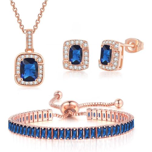 Parure Ensemble De Bijoux Femme Zirocon Cubique Mariée Pendentif Collier Collier Bracelet Boucles D'oreilles Prom Fiançailles.[Y139]