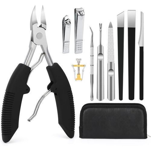 Kit Manucure Professionnel,Pedicure Set De 10 Pièces,Kit Ongle De Voyage Pour Femmes Et Hommes,Nail Clipper Accessoires Outils Pour Coupe Et Polissage,Coupe-Ongles Olécrâne Noir.[Y607] 