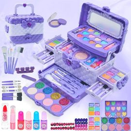 Maquillage Enfant Jouet Filles-Maquillage Fille Non Toxique Kit de Maquillage Enfant Fille,Lavable Coffret Maquillage Enfant Filles Cadeau de Noël Anniversaire Jouet pour Princesse Fille 3 + Ans