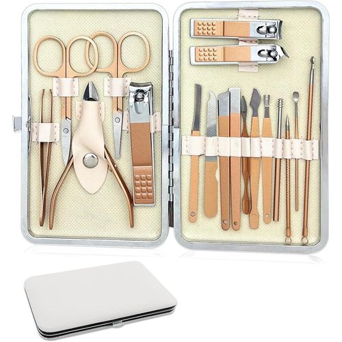 Kit De Manucure Coupe-Ongles 18 En 1,Trousse Manucure Femme Et Hommes,Outils Professionnels De Soins Des Ongles En Acier Inoxydable,Outils De Pédicure Pour Ongles,Avec Exquis La Boîte.[Y263] 
