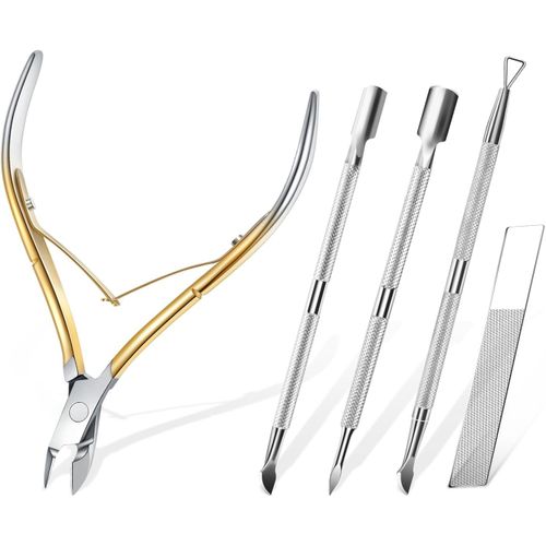 Lot De 5 Coupe-Ongles En Acier Inoxydable-Coupe-Cuticules De Précision-Repousse-Cuticules-Kit De Manucure En Acier Inoxydable Pour Ongles Des Mains Et Des Pieds.[Y950] 
