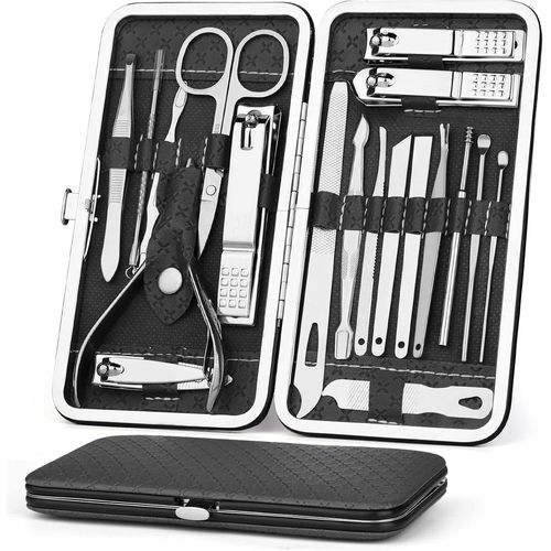 Kit Manucure Pedicure,19pcs Coupe Ongle,Cisaillement Des Ongles,La Maison Ou Le Voyage Peut Êtretransporté,Outils De Cisaillement En Acier Inoxydable,Hommes Trousse Manucure Femmes,Noir.[Y290] 