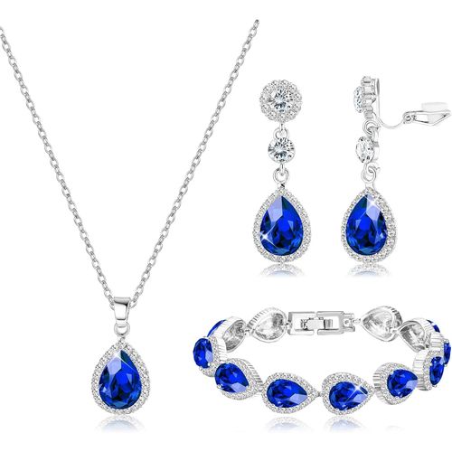 Parure Bijoux Mariage Pour Femme Mariée Collier Bracelet Clip On Boucle D'oreilles Ensemble Cristal Strass Pendentif Larme Boucles D'oreilles Prom Fiançailles Faire La Fête Parure Bijoux.[Y250]