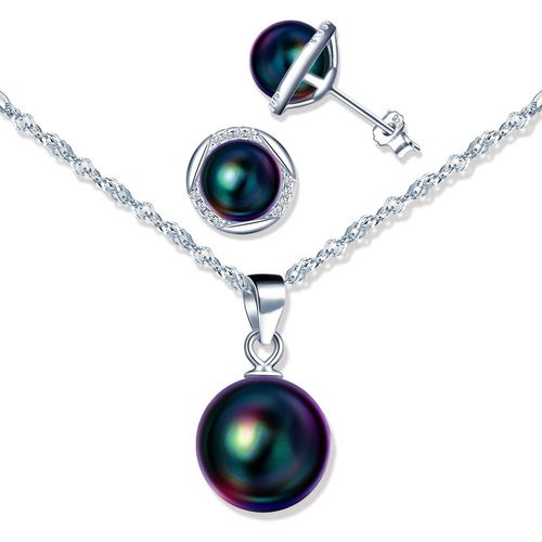 Ensembles De Bijoux De Perles,Collier Perle Pour Femme En Argent 925,Boucles D'oreilles Perle Élégantes,Zircon Incrusté,Cadeau De Noël Et Anniversaire.[Y1013]