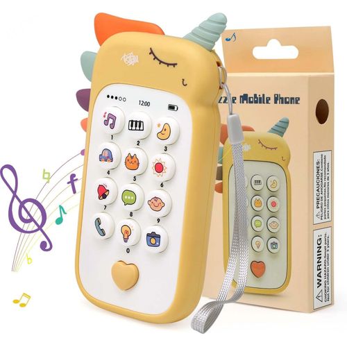 Telephone Portable pour Enfant Fille Garcon,Jouets Bébé 1 an,Anglais Version Téléphone Bébé avec Lumières et Melodies,Cadeau Éducatif Sensorielle Précoce pour 6 9 12 18 Mois Tout-Petits