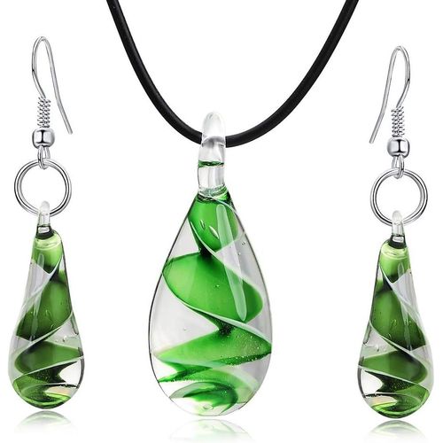 Style De Personnalité De Design Inspiré Par Murano Spiral Tornado Style Coloré Glaze Collier Boucles D'oreilles Set.[Y1043]
